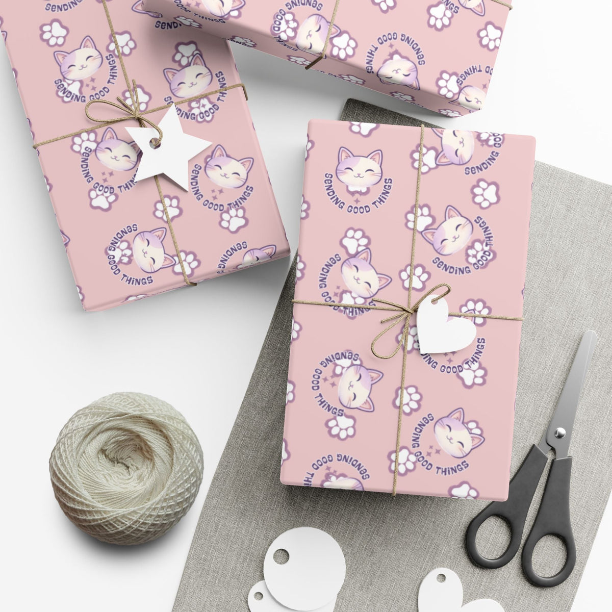 Smiling Cat Pattern Gift Wrap | All-Purpose Wrapping Paper