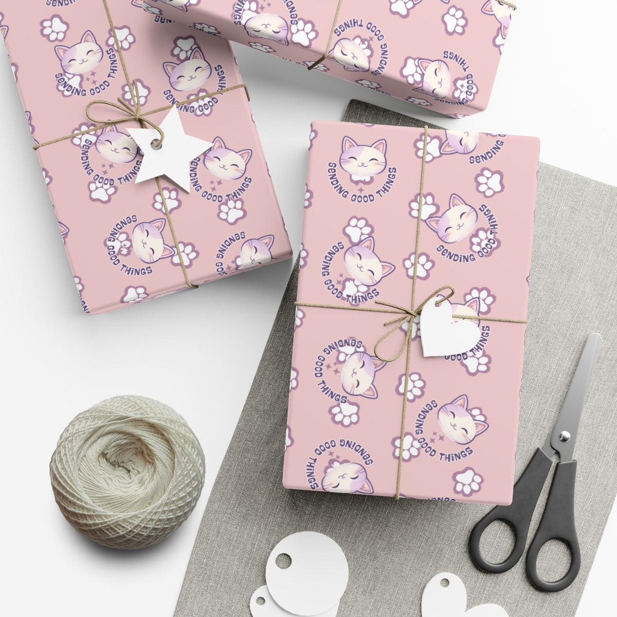 Smiling Cat Pattern Gift Wrap | All-Purpose Wrapping Paper