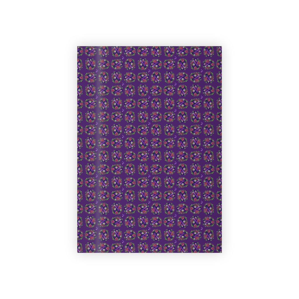 Purple Ribbon & Flowers Gift Wrap Paper Roll for Epilepsy Awareness
