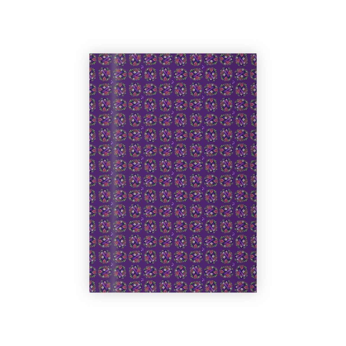 Purple Ribbon & Flowers Gift Wrap Paper Roll for Epilepsy Awareness