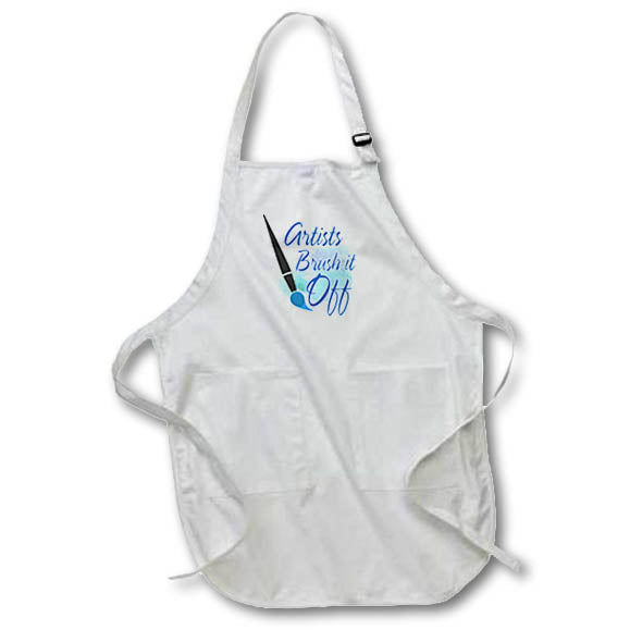 Apron - Image of Paint Brush and Paint with Words Artists Brush it Off – Humorous Sayings