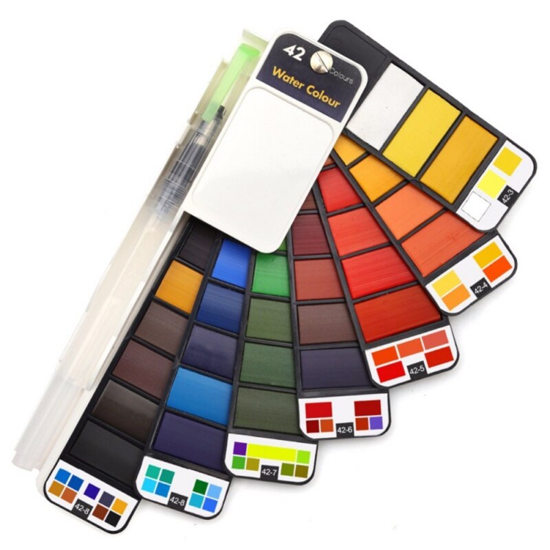 18/25/33/42 Colors Paint Set Professional Foldable Watercolor Paint Set with Brush Foldable Travel Color Pigment For Painting