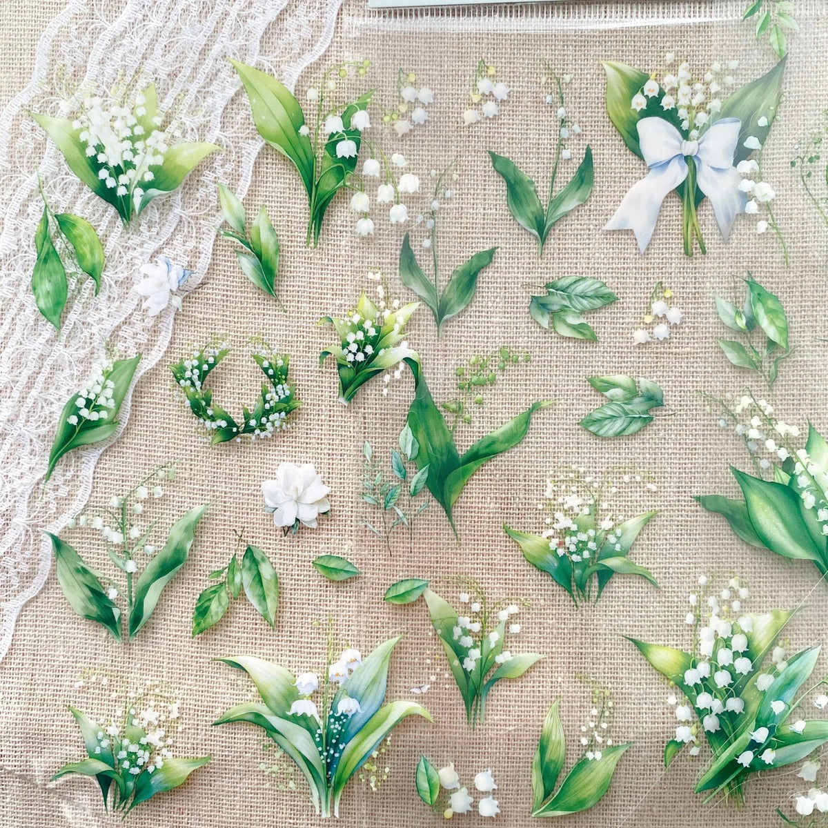 Transparent Flower Stickers Set | 6 Sheets PET Stickers for Scrapbook and Junk Journal