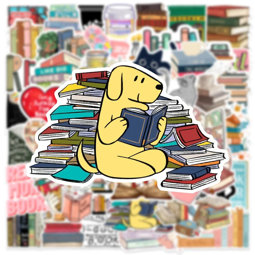 10/30/50pcs Cartoon Animal Reading Stickers – PVC Decorative Stickers for Scrapbooking, Stationery, and School Supplies for Kids