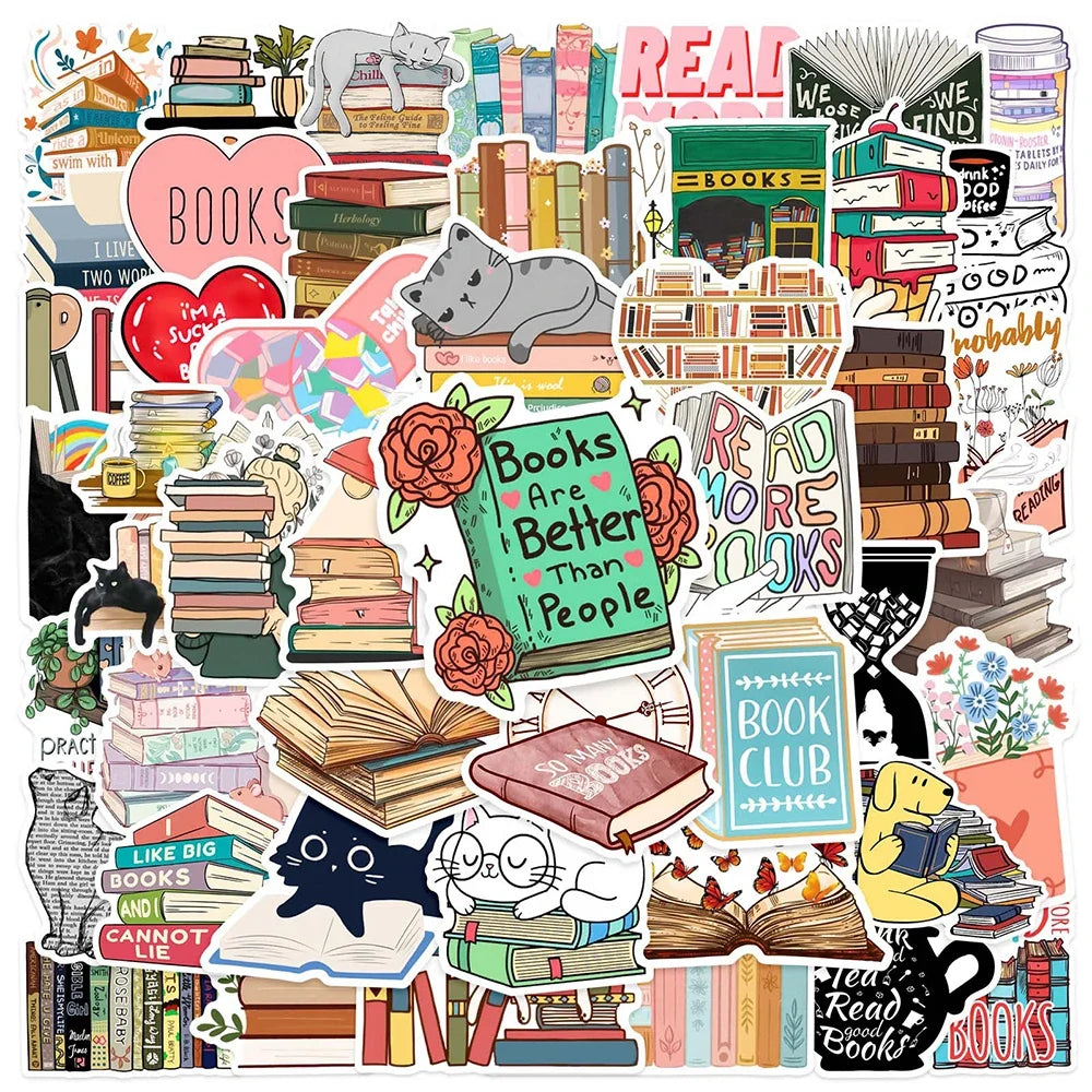 10/30/50pcs Cartoon Animal Reading Stickers – PVC Decorative Stickers for Scrapbooking, Stationery, and School Supplies for Kids