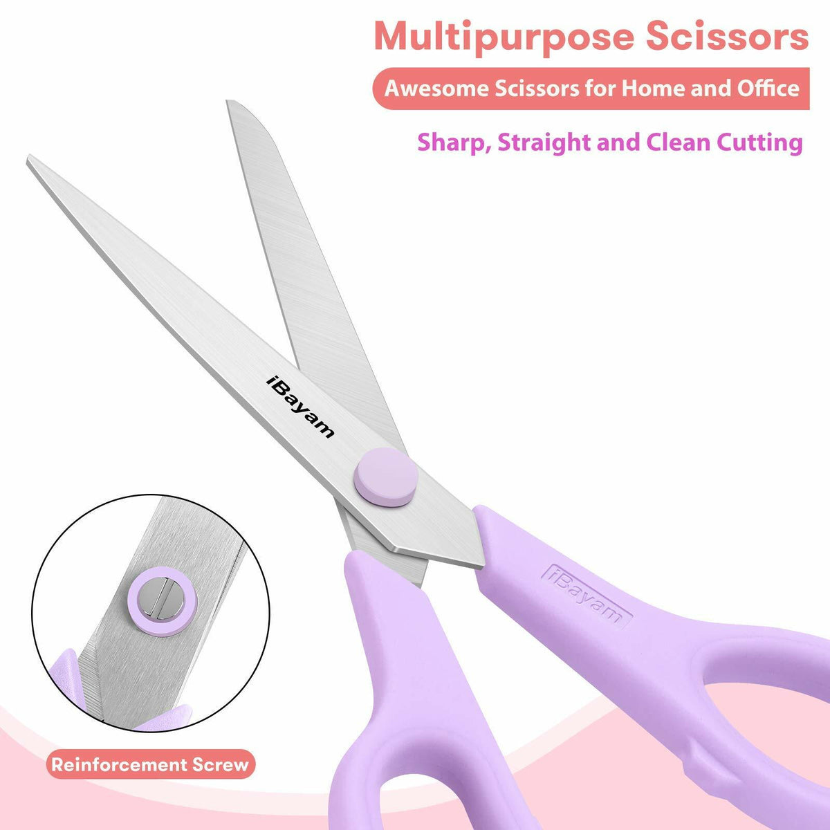 [Like New] iBayam 8" All Purpose Scissors 3-Pack Ultra Sharp 2.5mm Blade Shears