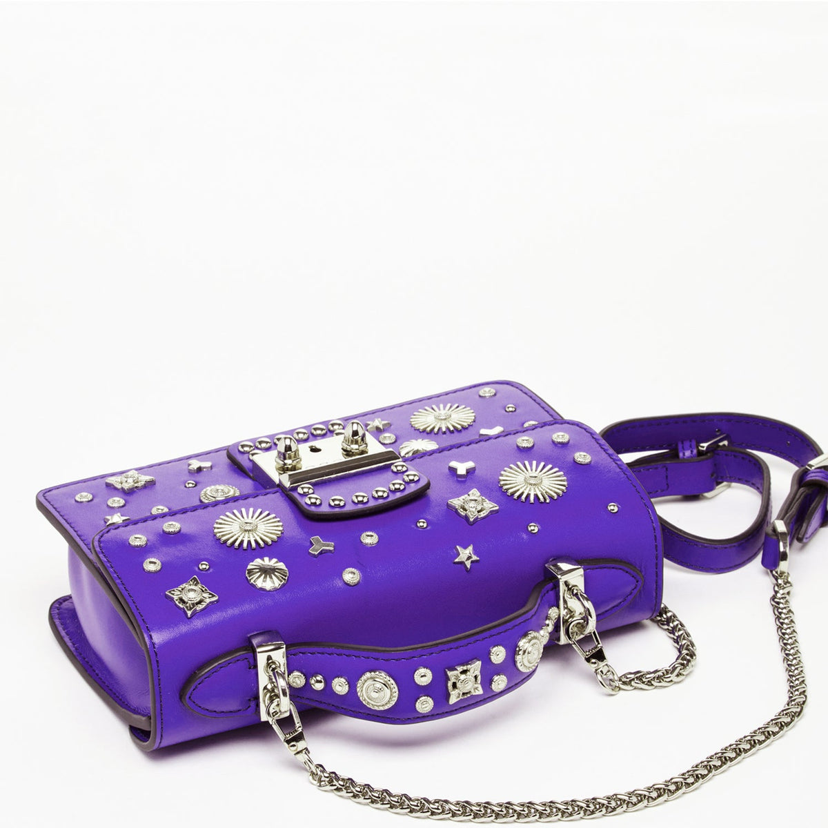 Studded Small Leather Crossbody Bag Royal Blue Purse  Women's Handbag