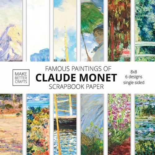 Famous Paintings Of Claude Monet Scrapbook Paper: Monet Art 8x8 Designer Scrapbook Paper Ideas for Decorative Art, DIY Projects, Homemade Crafts, Cool - Paperback